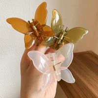 plastic hair claw sweet fairy butterfly hairpin clip transparent colored styling tools barrettes for women hair accessories cute