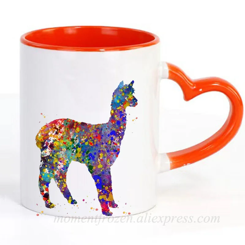 

Watercolor Alpaca Cups Ceramic LLAMA Coffee Mugs Caffeine Tea Mugen Friend Gifts Home Decal Milk Tableware Coffeeware Drinkware