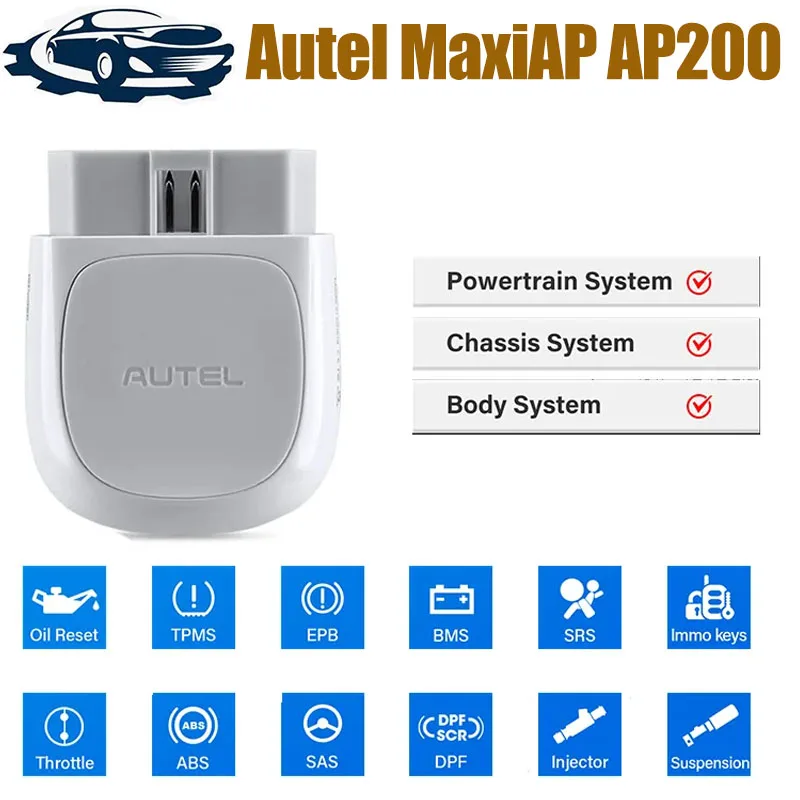 Autel MaxiAP AP200 полный диагностический инструмент для систем, диагностический сканер для семейных диагностических кодов двигателя, сканер Obd2 с поддержкой iOS и Andrio