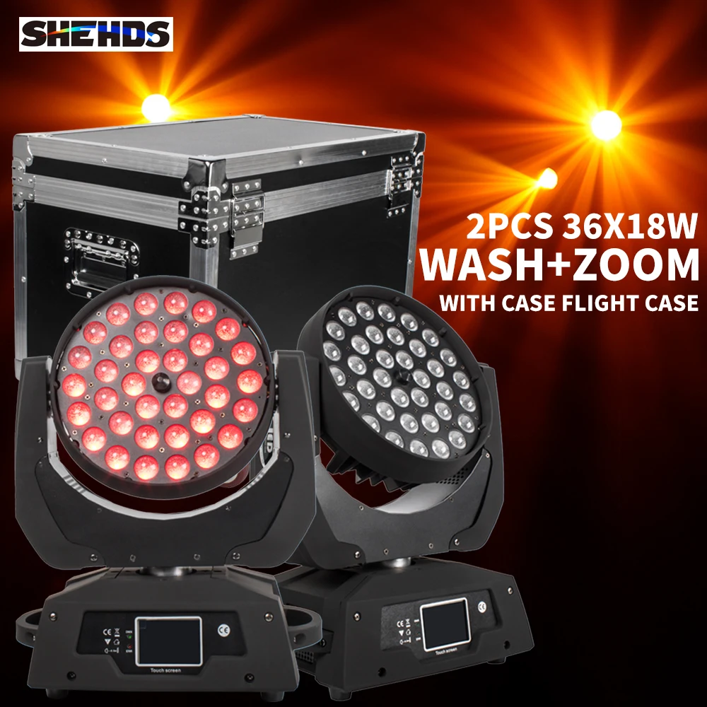 SHEHDS 2 шт. светодиод 36x18 Вт RGBWA + УФ зум движущаяся головка 6 в 1 стирка с чехлом DMX512 Прямая продажа с завода Dj Диско сценическое освещение хорошее