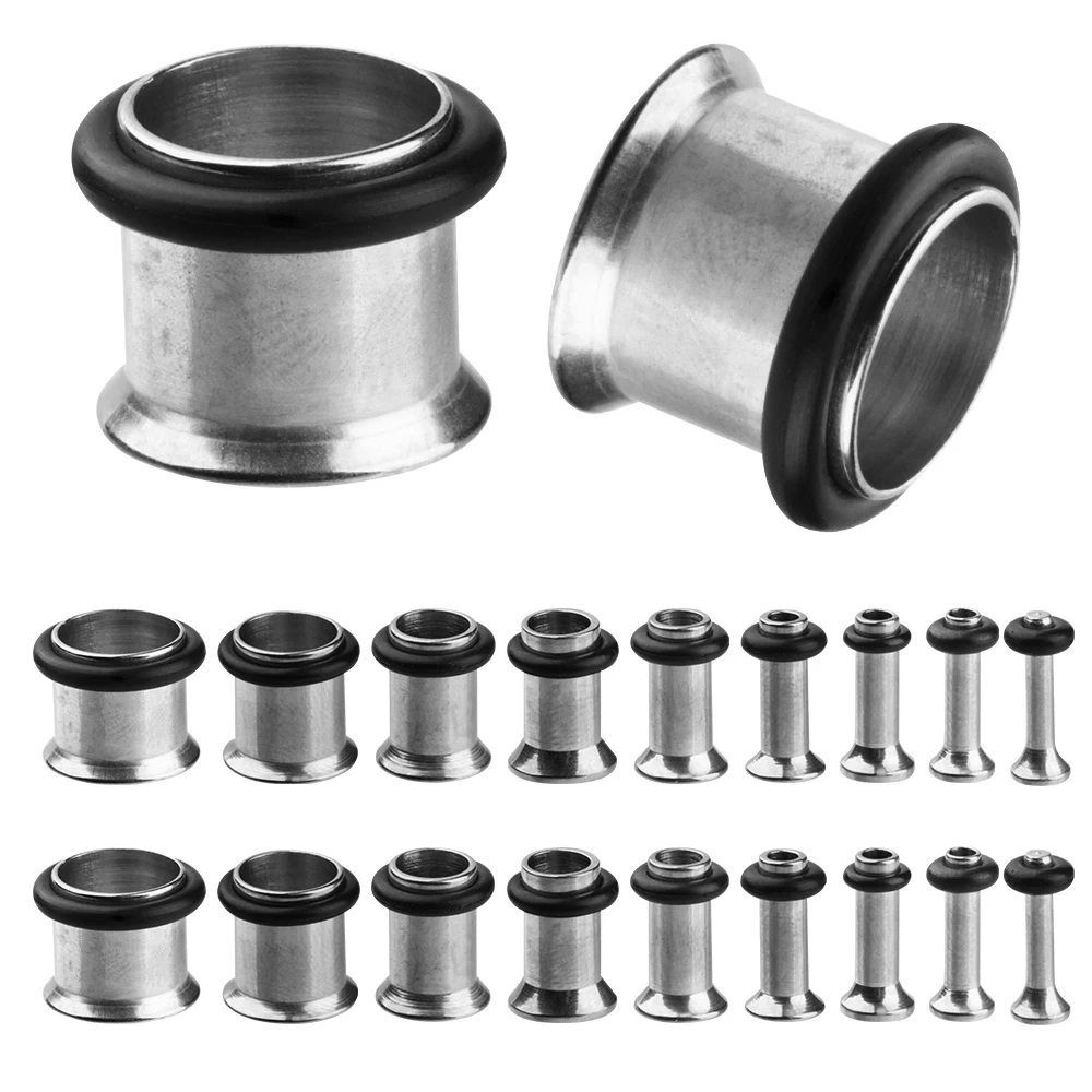 

18 Pack Tunnel Earplugs Ear Stretch Kit Male and Female Activator Stainless Steel Ear Stretch Kit Earplugs Ear Canal Jewelry