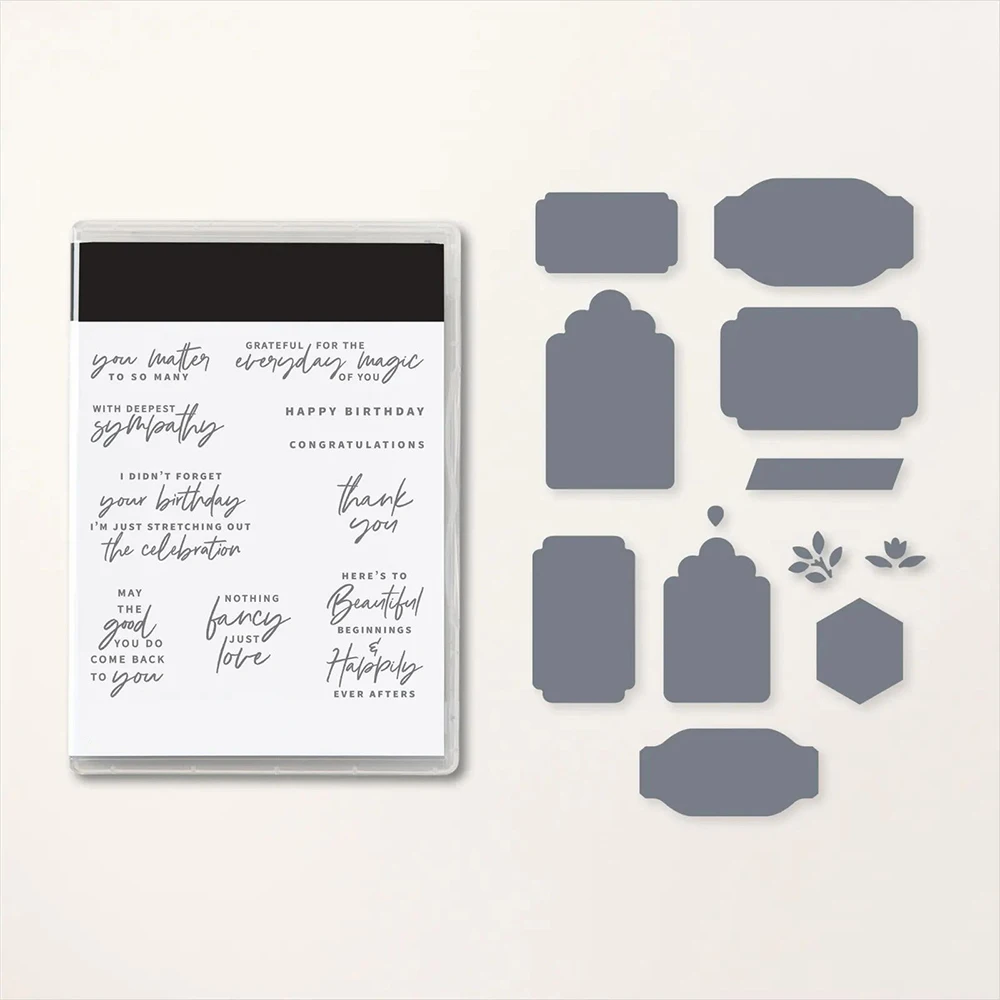 

New 2023-2024 Phrase Metal Cutting Dies Sets and Clear Stamps for DIY Scrapbooking Card Crafts Making Photo Album Decor