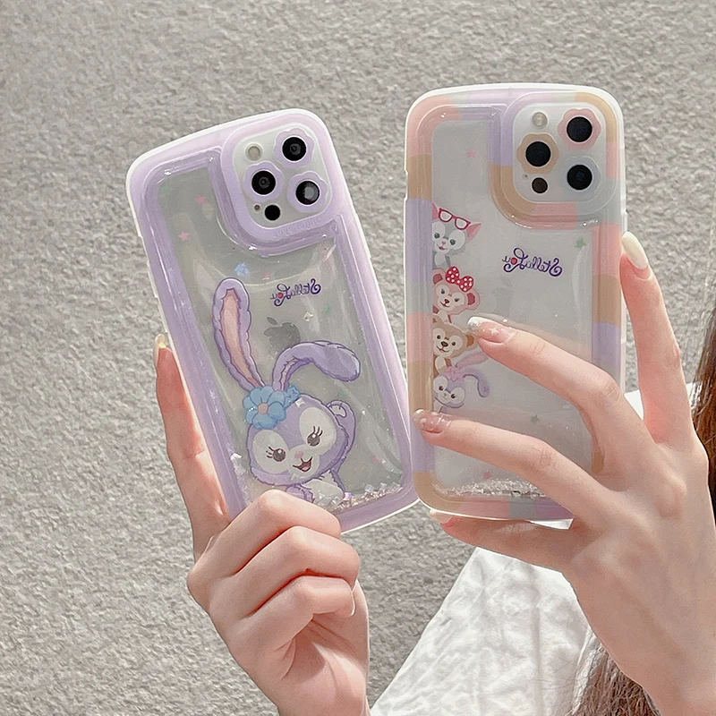 

Disney Cartoon StellaLou Liquid Phone Case For iPhone 13 11 12 Pro Max XS XR X 8 7 Plus SE 2 Camera Lens Protections Back Cover