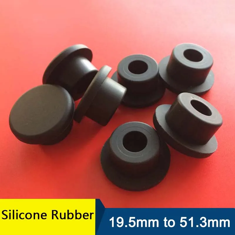 

1/2/5pcs Bore 19.5mm-51.3mm Black Round Silicone Rubber Seal Hole Plugs High Temperature Blanking End Caps Seal T Type Stopper