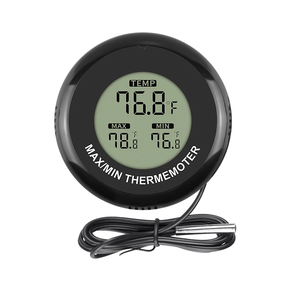 

LCD Screen Round Magnet Chuck Reptile Cage Aquaculture Tank Digital Display Electronic Thermometer