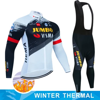 Sports Clothing Cycling Jersey Men Set Jumbo Visma Uniform Men's Jacket Winter Man Bike Fleece Mtb Male Clothes Suit Costume Bib