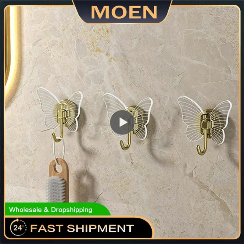 

Creative Light Luxury Strong Adhesive Hook Butterfly Shaped Punch Free Wall Mounted Clothes Hook Household Bathroom Storage Hook
