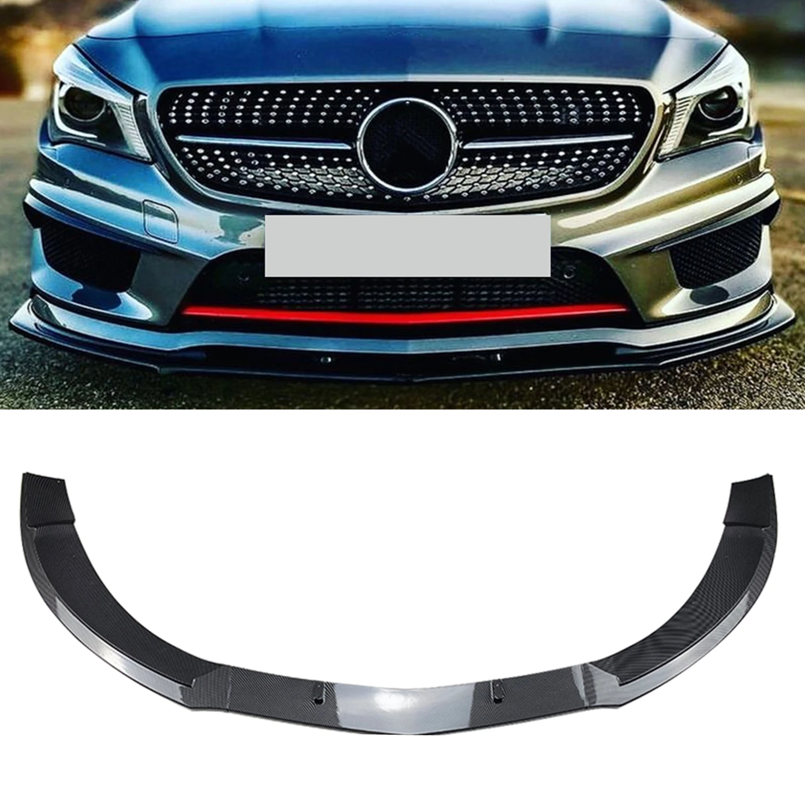 

For Mercedes Benz GLA Class C117 GLA45 AMG 2013-2015 Front Bumper Spoiler Lip Carbon Fiber Look Car Lower Body Kit Splitter Trim