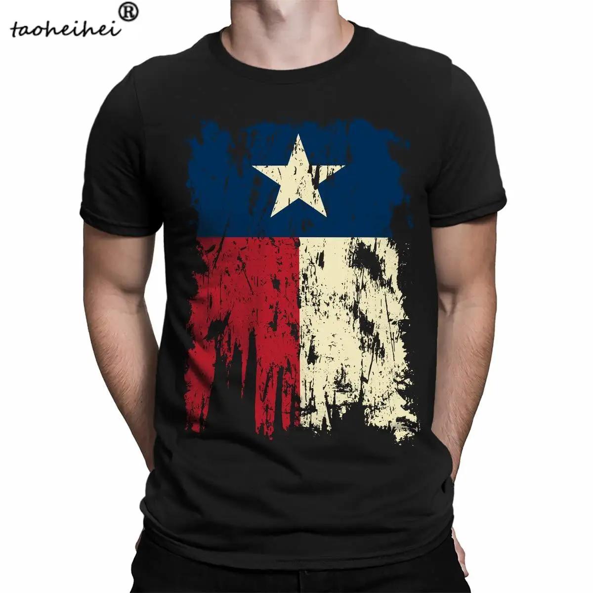 Мужская винтажная футболка в стиле хип-хоп с принтом Техасского флага |