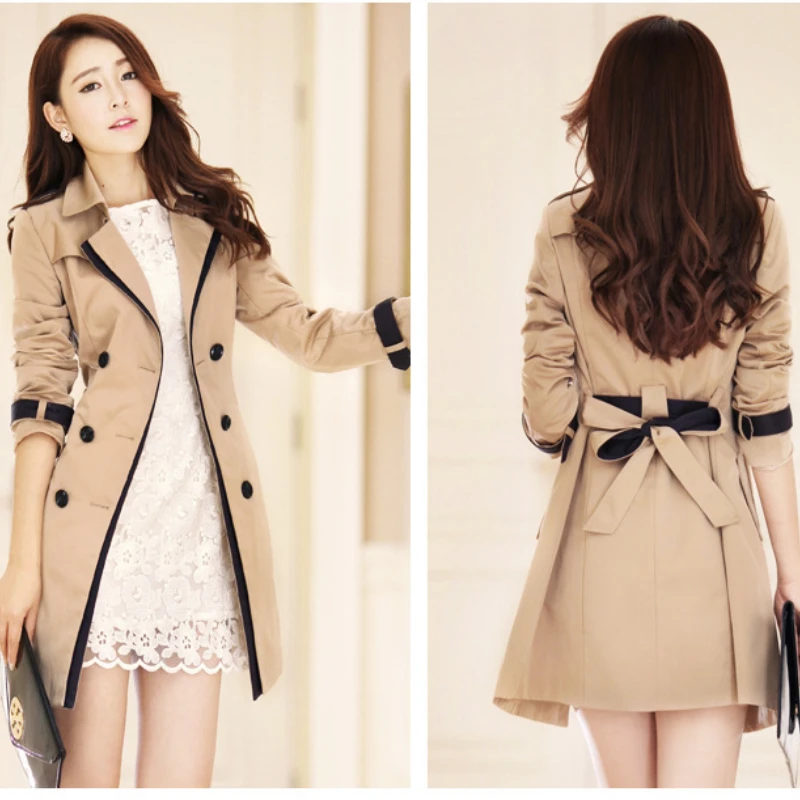 

Spring and Autumn jacket trench coat for women Women Slim Double Breasted Ladies Trench Coat Long Women Windbreakers Femmino