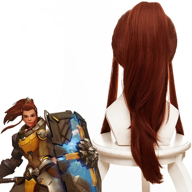 Парик для косплея Overwatch DVA аниме конский хвост двойной пушистый игр представлений