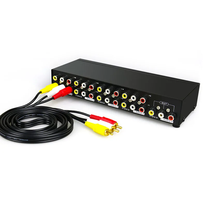 

8x1 AV Switcher Box 8 in 1 out AV RCA Audio Video Switcher Signal Composite for HDTV LCD DVD 3 RCA Switcher 8 to 1 Selector