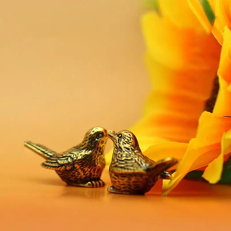 Латунная статуя птицы 2 шт. латунные фигурки воробья в стиле ретро винтажные