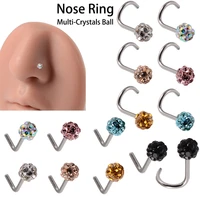 piercing nariz 20g nose studs l shape nose screw pin for women men body jewelry surgical steel cz nose piercing jewelry