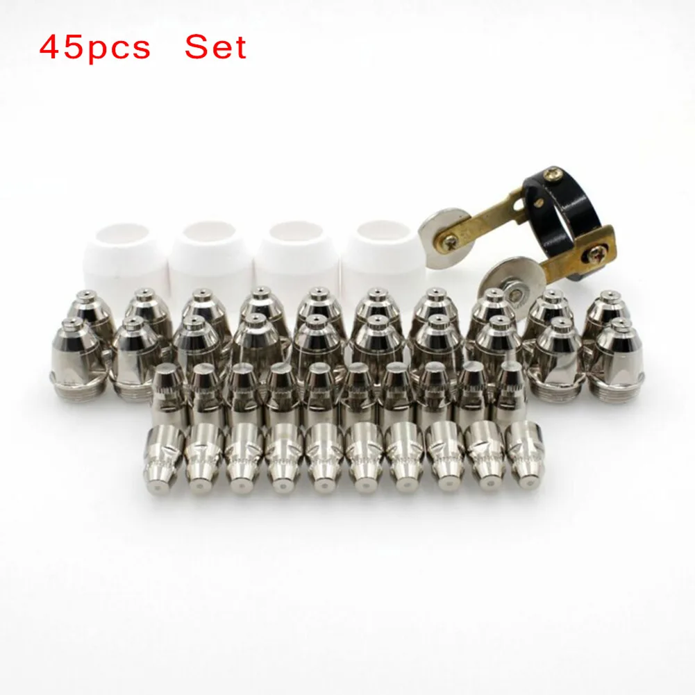 

20/45Pcs/Set P80 Plasma Cutter Cutting Torch Tips Electrode Shield Guide CNC Plasma Torch Tip Electrode Nozzle Torch Accessories