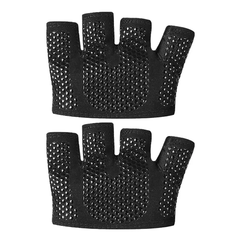 Спортивные черные перчатки с защитой от мозолей, дышащие нескользящие перчатки для спортзала с 4 пальцами, для тяжелой атлетики, для мужчин и женщин, для йоги, велоспорта, с подкладкой