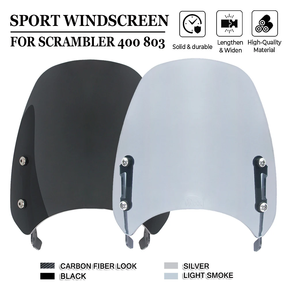 

For Ducati Scrambler 400 803 Motorcycle Sport Windshield Windscreen Fly Screen Shield With Bracket 2015 2016 2017 2018 2019 2020