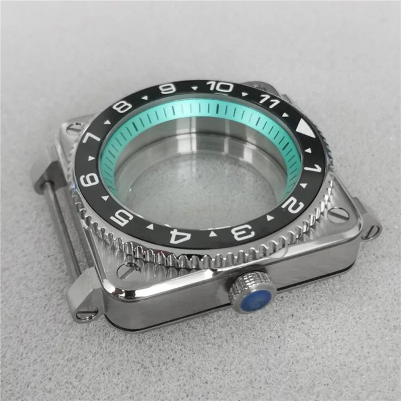 Enlarge 42MM Square Watch Case for NH35/NH36 Movement Sapphire Glass Stainless Steel Case Watches Modified Kits Blue Inner Shadow