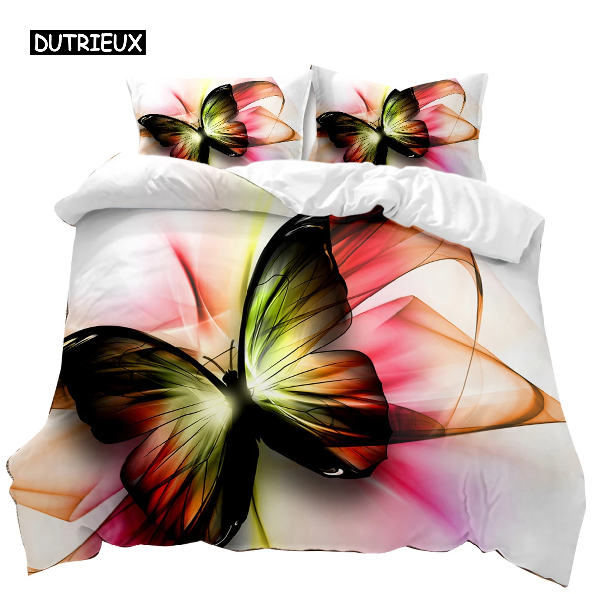 Butterfly Duvet Cover Set Cute Glowing Animal Theme Bedding for Adult Double Queen King Size Polyester Qulit