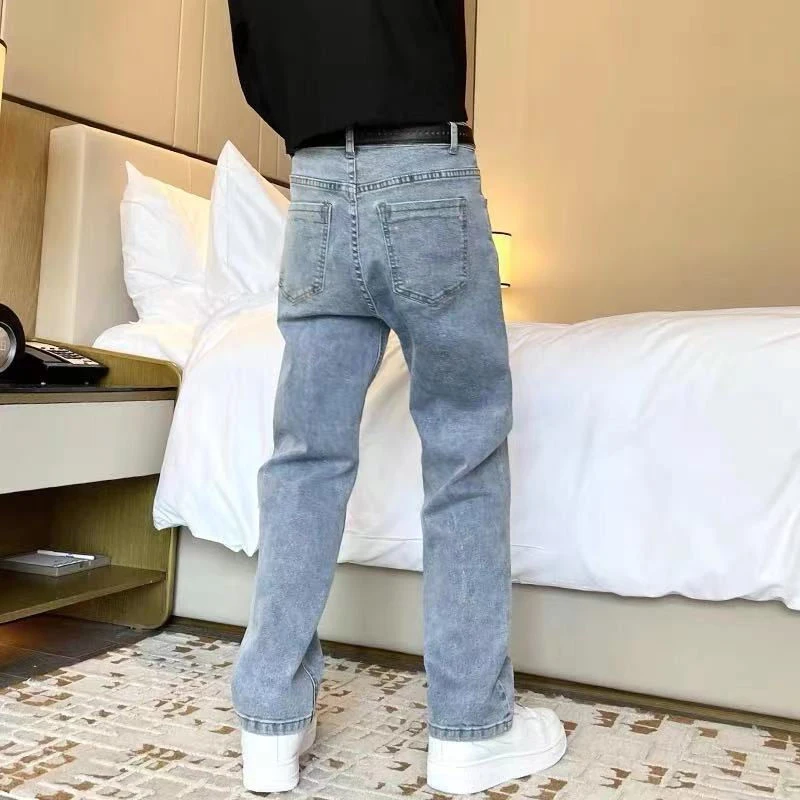 Jeans Men's 2022 Spring and Autumn New Men's Vintage Washed Black Fashion Casual Loose Straight Pants traf