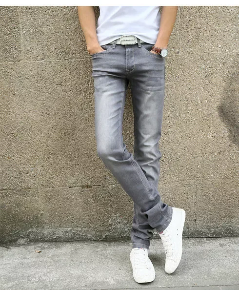 2022New New Men's Slim Stretch Jeans Fashion Solid Color Classic Style Denim Trousers Male Brand Trousers