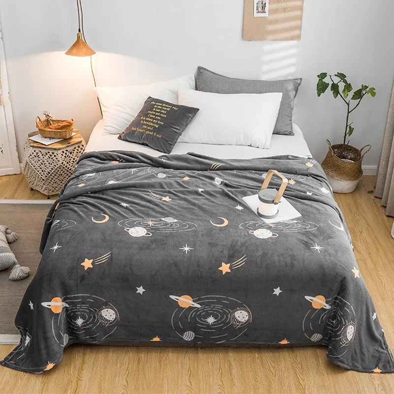 

Real Starry Sky Bedspread Blanket High Density Super Soft Flannel Blankets To On Sofa/Bed/Car Plaids The 200x230cm For Portable