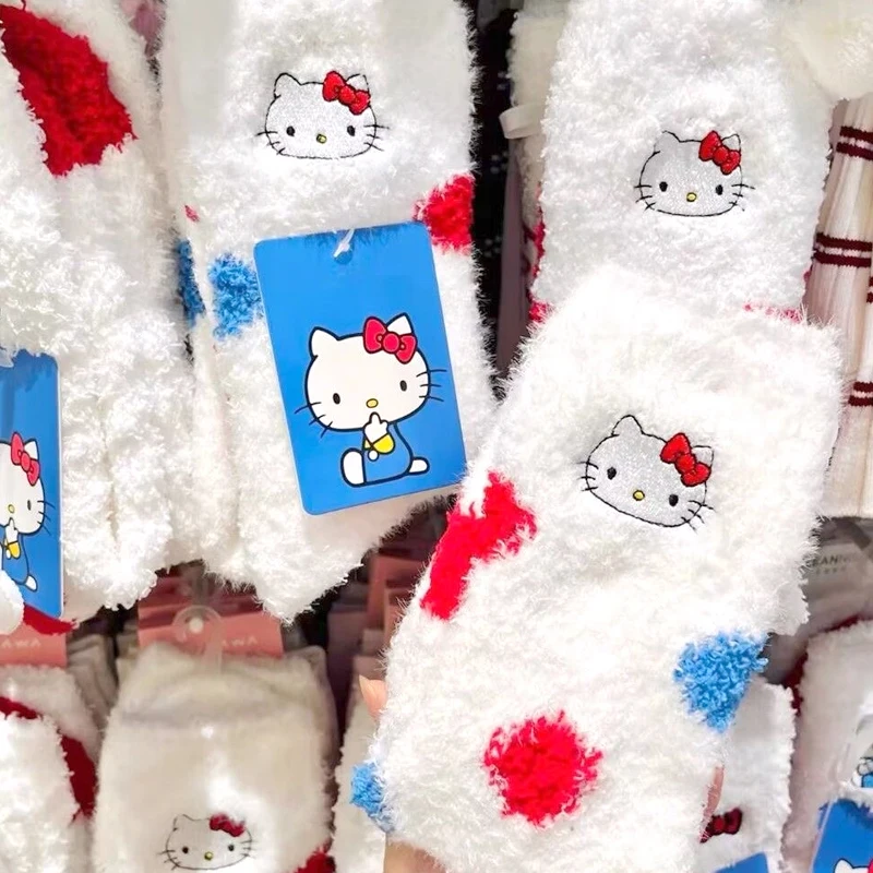 Kawaii мультфильм в горошек коралловый бархат Hello Kitty милые подвески Harajuku японские
