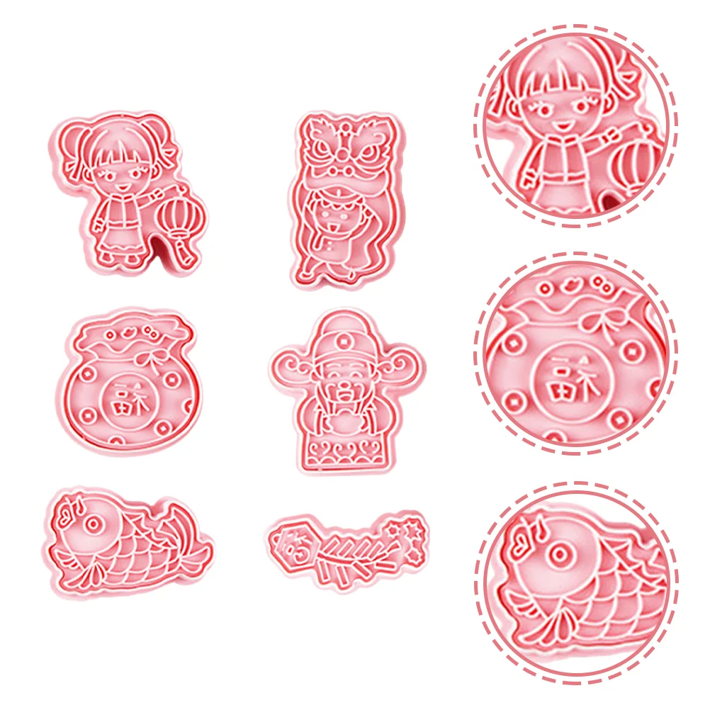 

6pcs Cookie Molds New Year Theme Baking Molds Party Baking Molds Tools for Kitchen