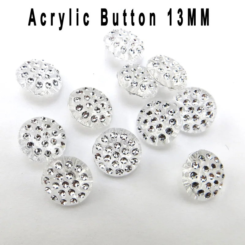 

100PCS 13MM White Acrylic Bling Dot Buttons Coat Boots Sewing Clothes Accessories Sweater Button R-0080