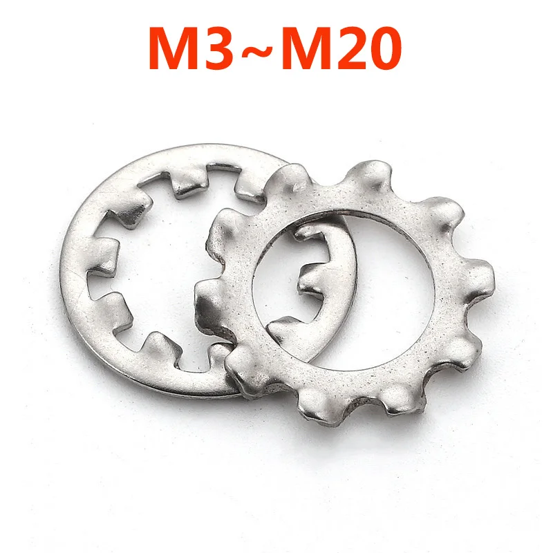 

Gasket M2 M2.5 M3 M4 M5 M 6M 8M10-M30 304 Stainless Steel Internal Toothed Gasket Washer Lock Washer External Teeth Lock Washer