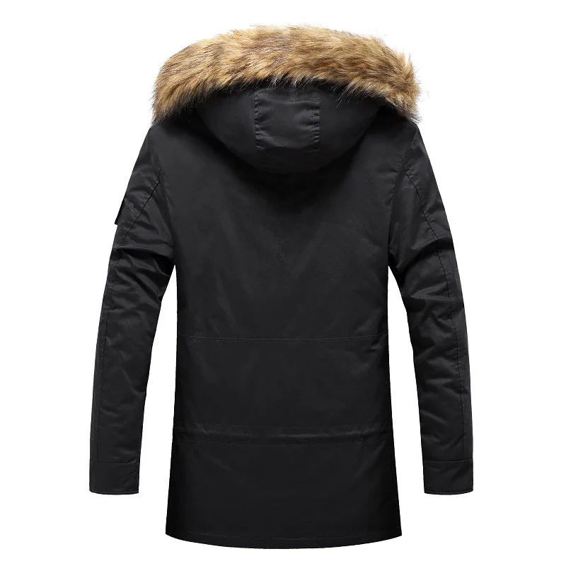 Mid-length Plus Velvet Thickened Hooded Warm Jacket Men's Outdoor Detachable Hooded Winter Jackets Men Plus Size Parkas