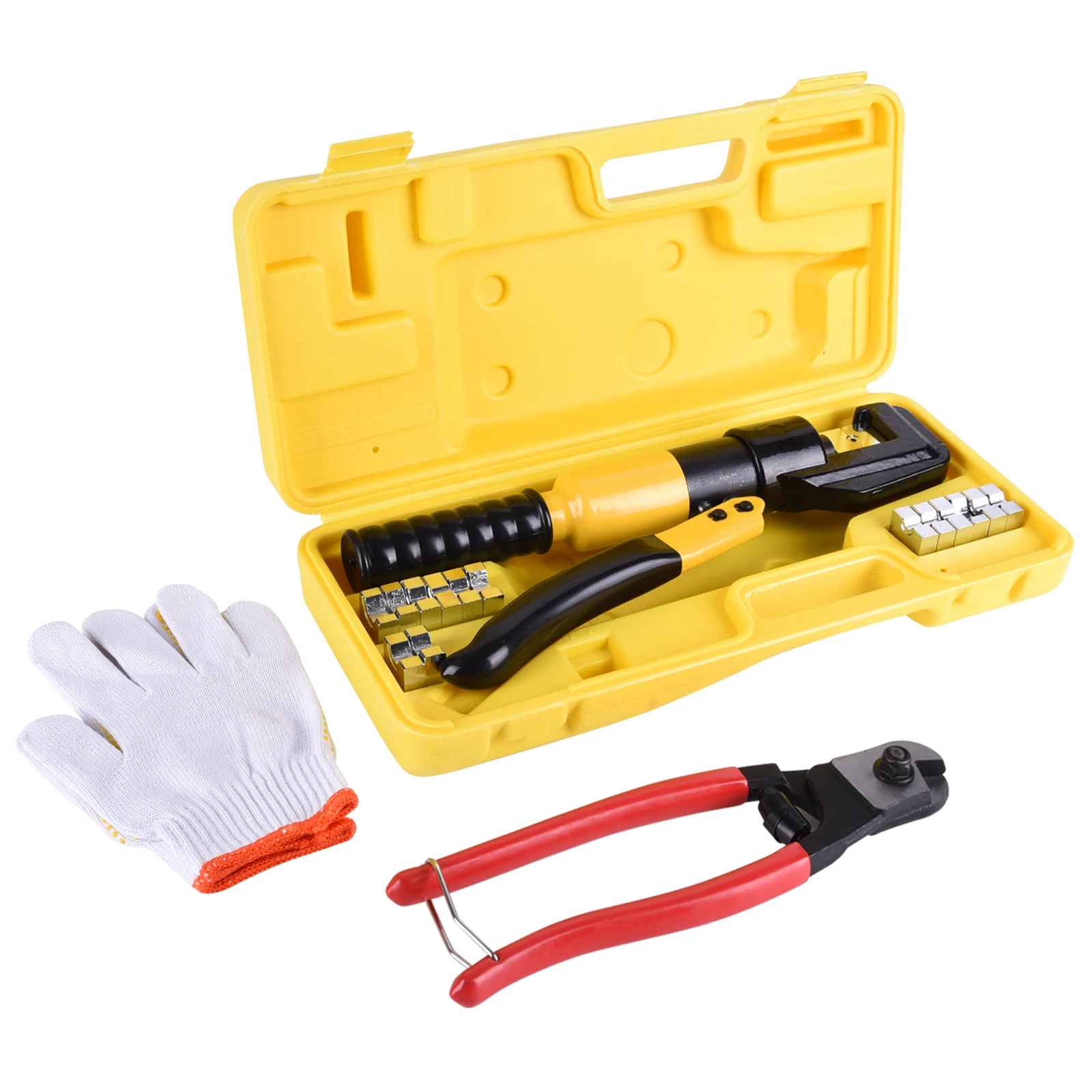 

10T 4-70MM Hydraulic Crimper Tool Kit Tube Terminals Lugs Battery Wire Crimping Force YQK-70 Hydraulic Pliers Gloves for 1/8