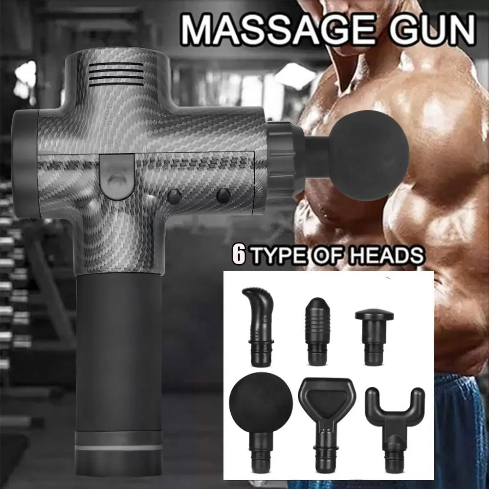 

US/UK Plug Relaxing Therapy 6 Head Deep Tissue Percussion Massage Gun Vibration Body Muscle Massager