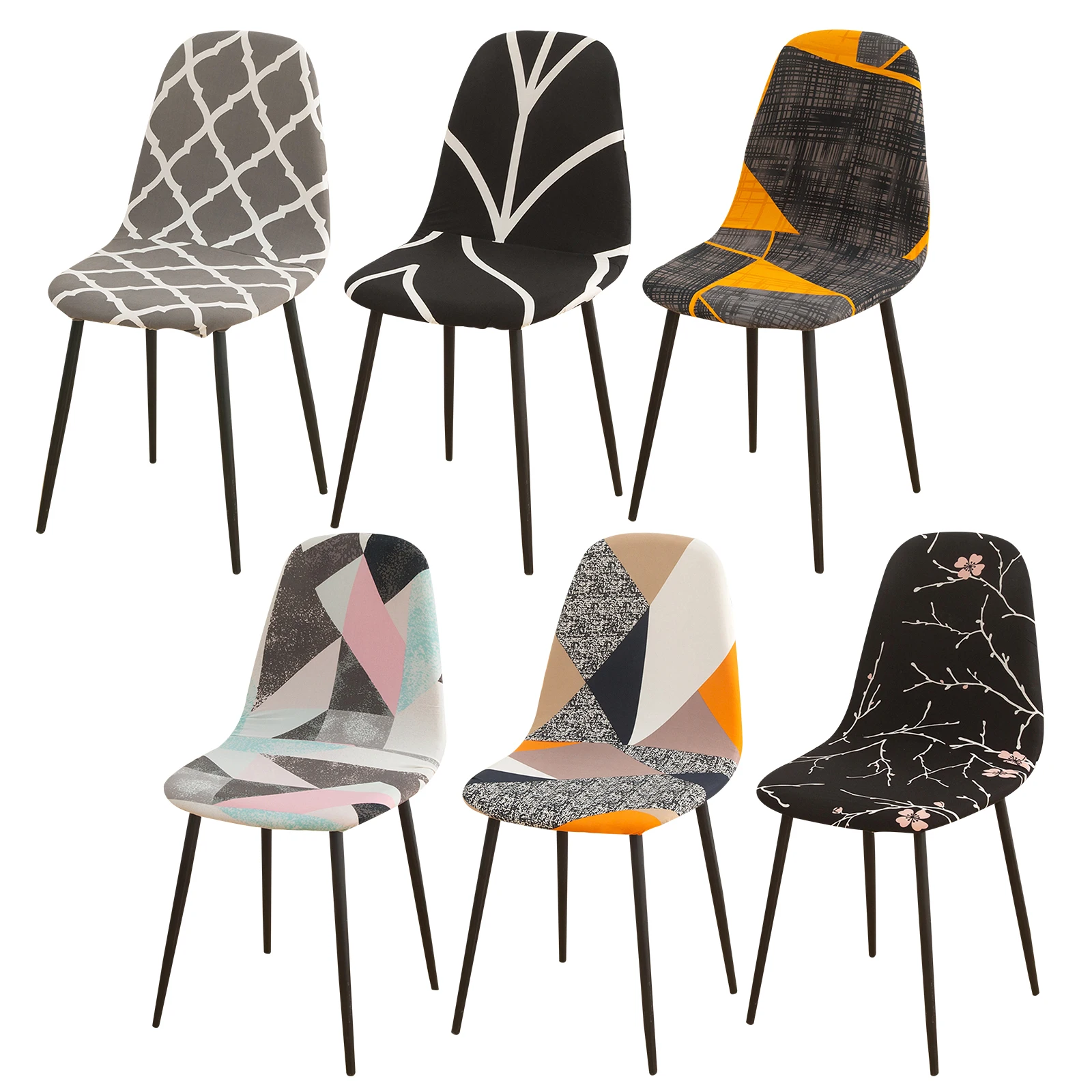 

1-8 Pcs Elastic Shell Chair Cover for Dining Printed Armless Kitchen Seat Cover Stretch Slipcover Banquet Party Home Decor