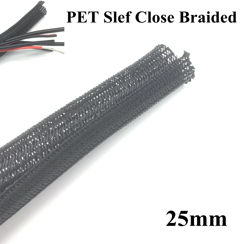 

25 mm Cable Sleeve PET Expandable Braided Self Closing Cable Management Loom Insulated Split Harness Sheath Wire Wrap Protection