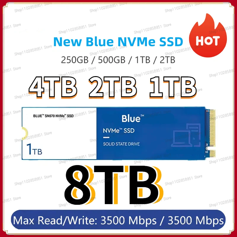 

8TB 2023 Latest Edition Blue m2 NVMe 4TB 2TB 1TB 500GB 250GB SSD PCIe3.0*4 M.2 2280 Internal Solid State Drive For Laptops PC
