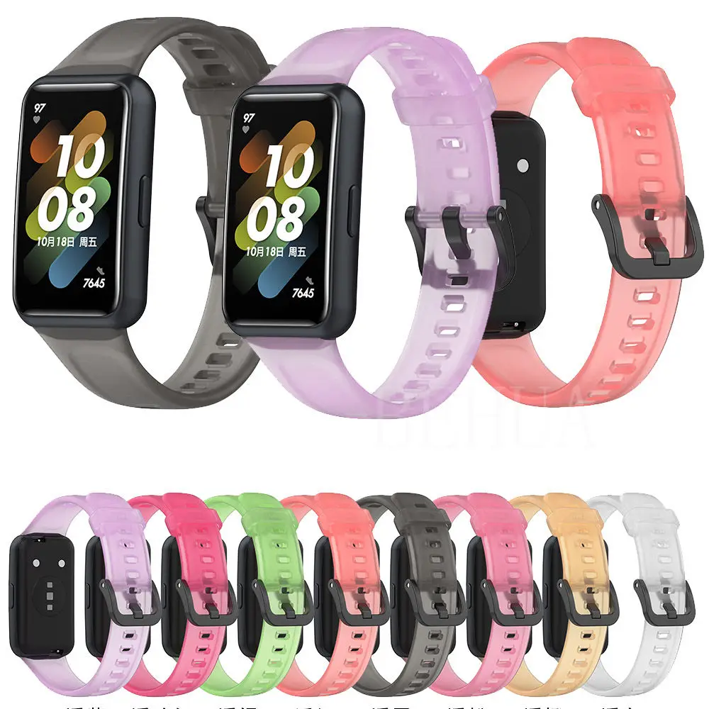 

Strap For Huawei Band 7 Watchband SmartWatch Wristband Band7 Cool Sport Replacement transparent Clear Wriststrap Bracelet belt