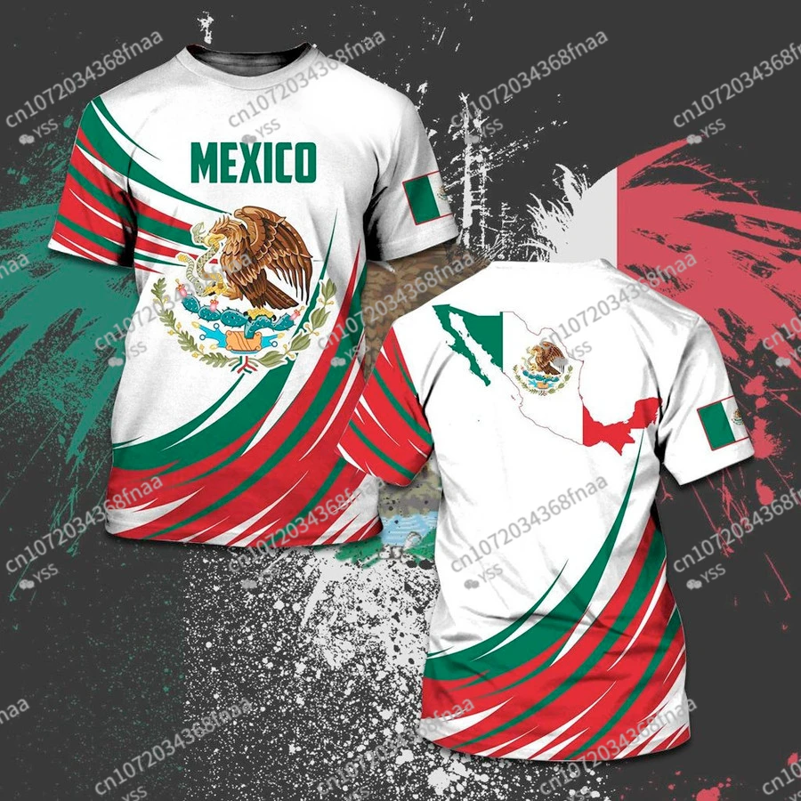 

Мужская футболка с изображением флага Мексики, Повседневная футболка с 3D-принтом герба Мексики, крутая патриотическая рубашка с короткими рукавами, мужская одежда