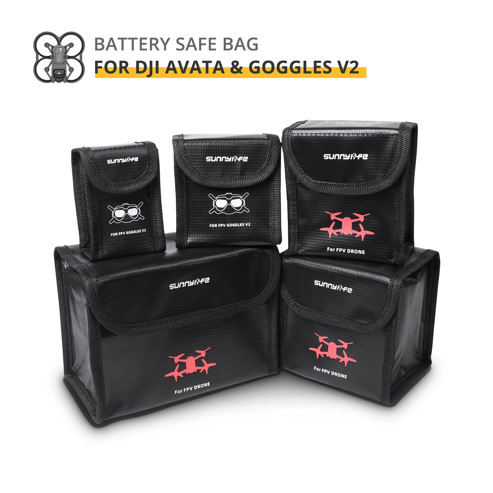 Купи Lipo Battery Case Explosion-Proof Safe Storage Bag for DJI FPV AVATA Goggles 2 V2 Fireproof Protective Bag FPV Drone Accessories за 406 рублей в магазине AliExpress