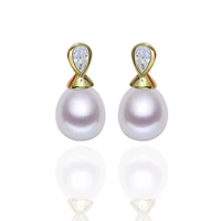 meibapj new fashion 925 genuine silver natural freshwater pearl goldenr simple stud earrings fine wedding jewelry for women