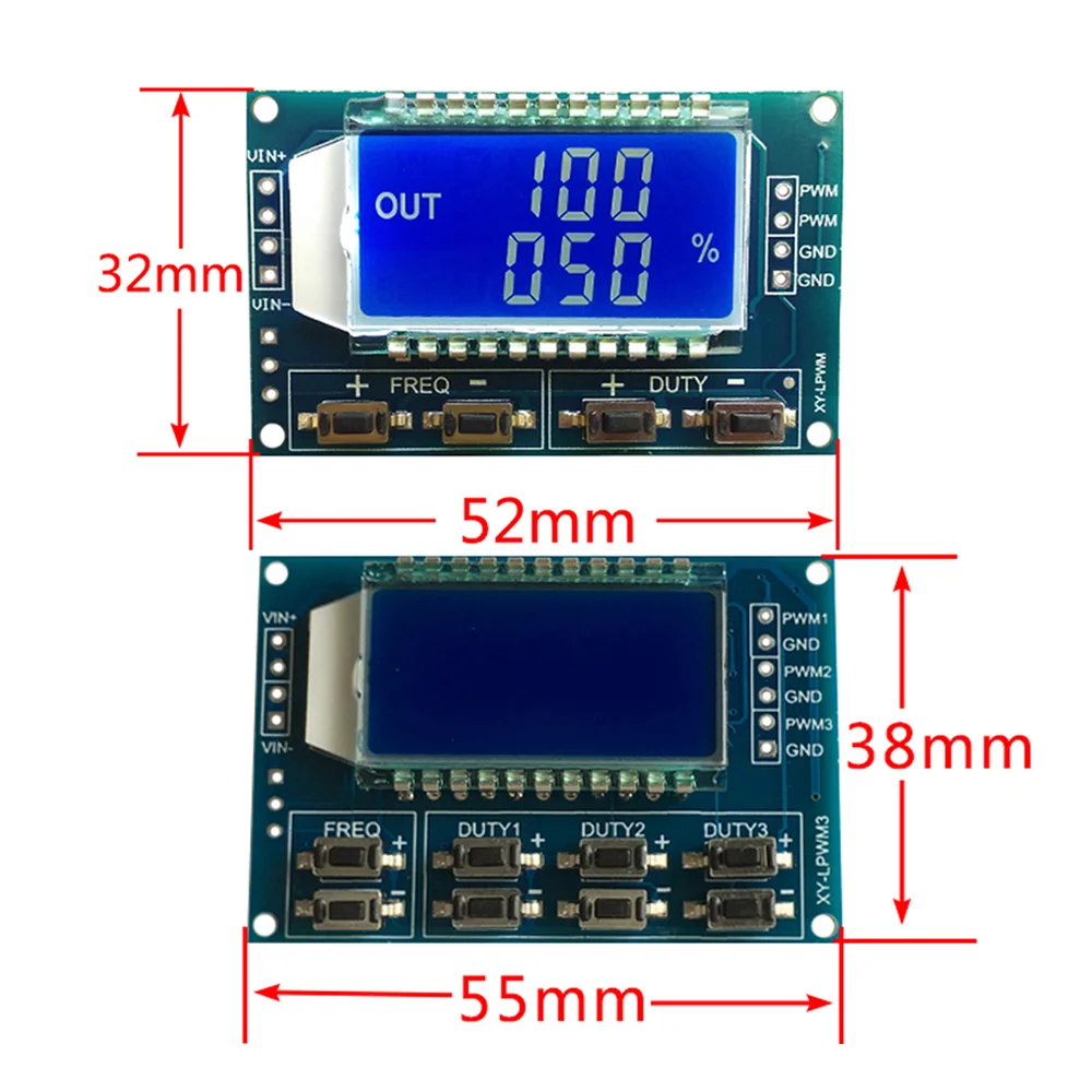 

2PCS 1Hz-150Khz Signal Generator Module Square Wave PWM Pulse Frequency Duty Ratio Adjustable Module with LCD Display DC 3.3-30V