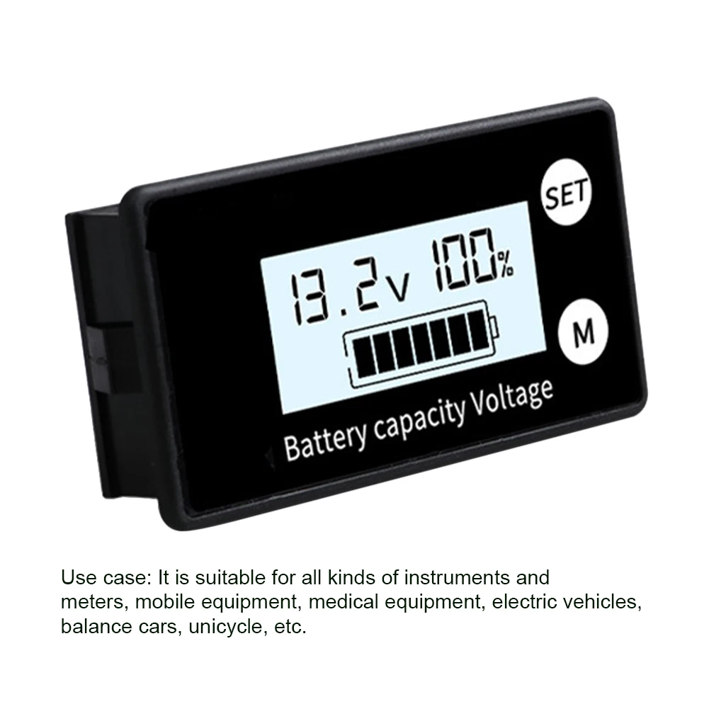 

Battery Capacity Indicator DC 8V-100V Lead Acid Lithium batter Car Motorcycle Voltmeter Voltage Gauge LCD Display