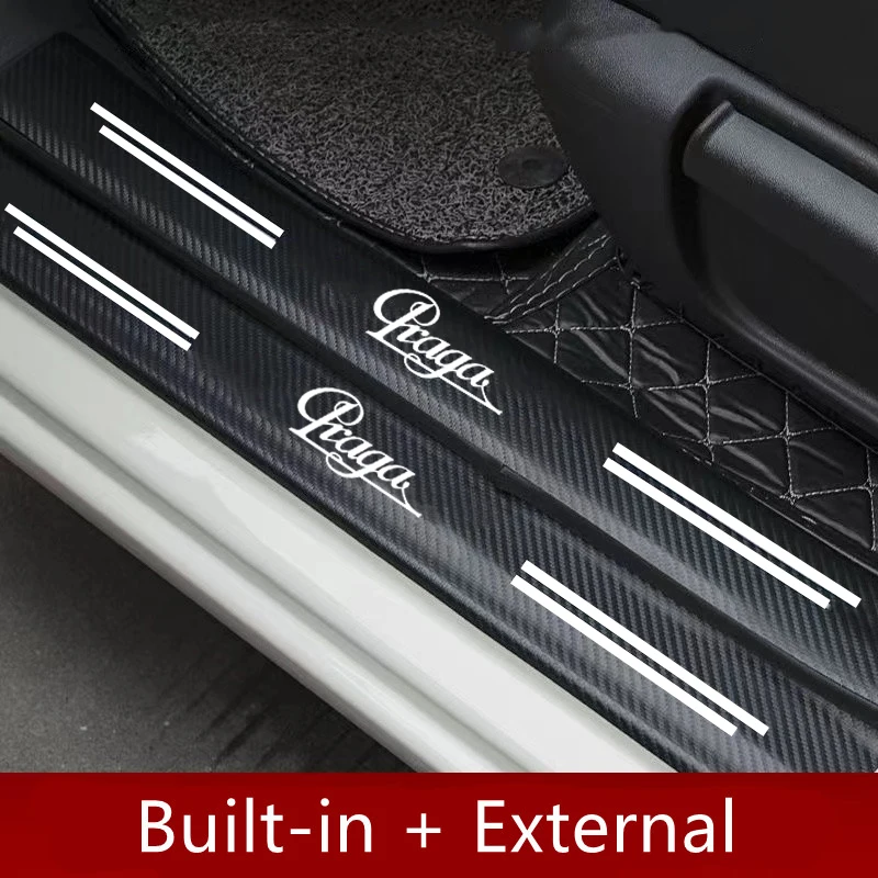 

4PCS Car Door Sill Scuff Plate Decor Sticker For Praga with logo car accessories