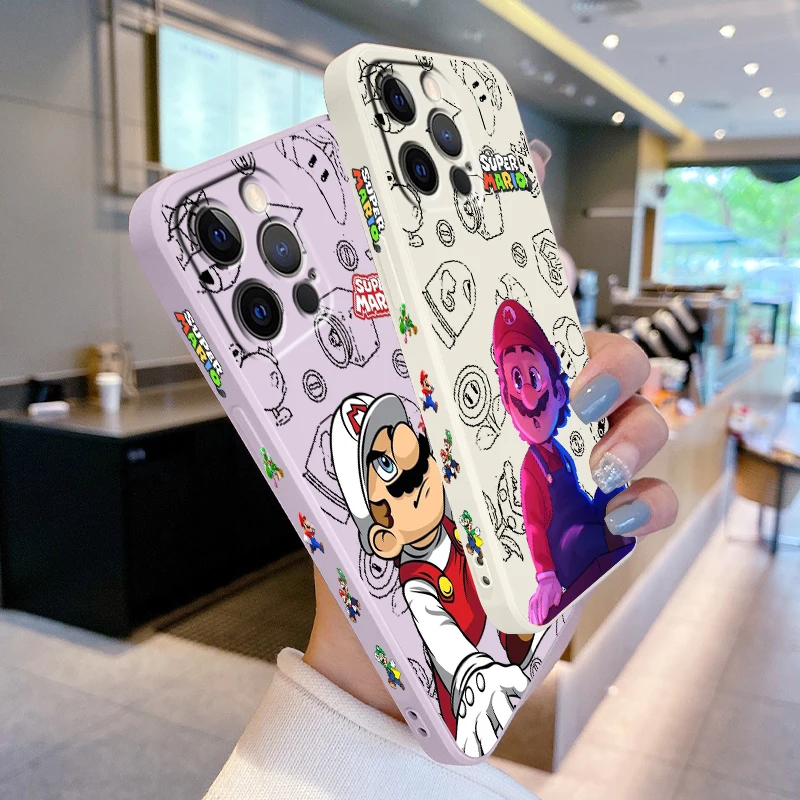

Anime Cartoon Super Mario Liquid Left Rope For Apple iPhone 15 14 13 12 11 XS XR X 8 7 SE Pro Ultra Max Plus Mini Phone Case