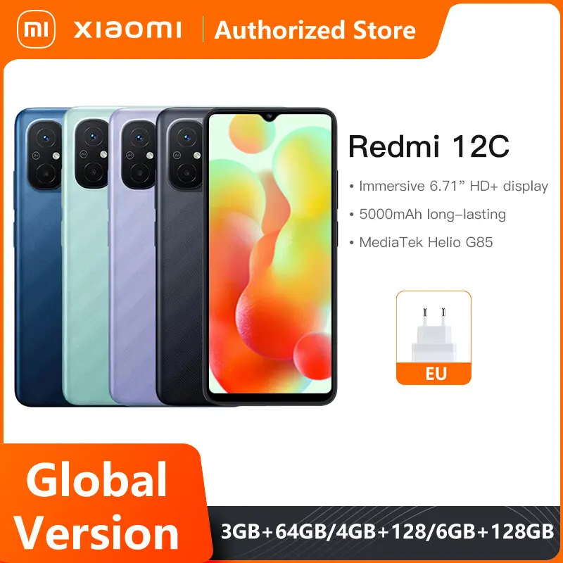 

Смартфон Xiaomi Redmi 12C глобальная версия 12 C, камера 50MP AI, MTK Helio G85, дисплей 6,71 дюйма, аккумулятор 5000 мАч