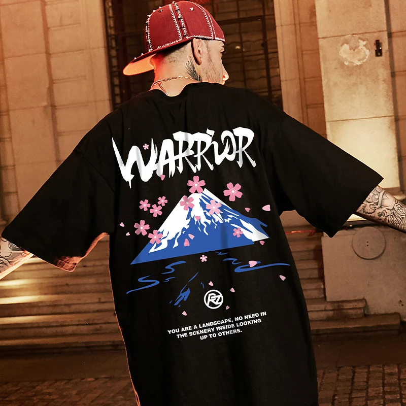 

YlSHioo Hip Hop T Shirt Men 2022 Streetwear Printed Tee Shirt Short Sleeve Cotton Casual T-Shirt Fashion Black Harajuku Tshirt