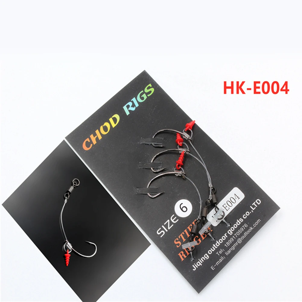 

3pcs/Pack Carp Fishing Hooks Ready Tied Ronnie Rigs Pre Made Spinner Rig Barbed Hook Coated Barbed Links Hair Combi Chod Rig