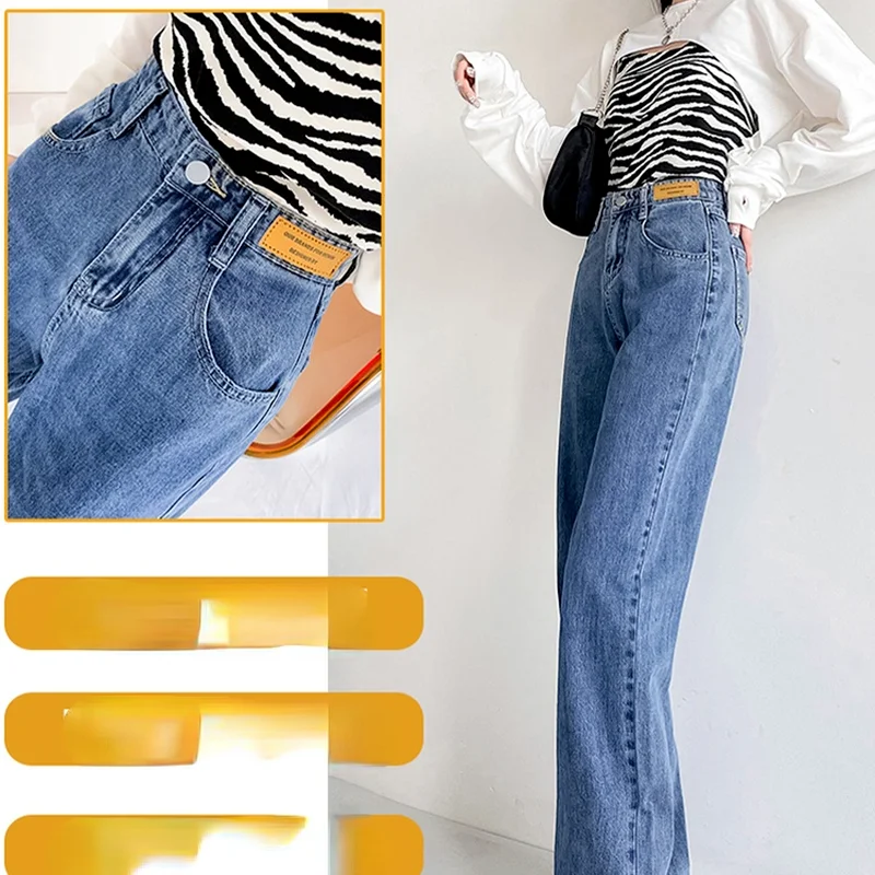 

Woman Jeans High Waist Clothes Wide Leg Denim Clothing Blue Streetwear Vintage Quality 2022 Fashion Harajuku Straight Pants X350