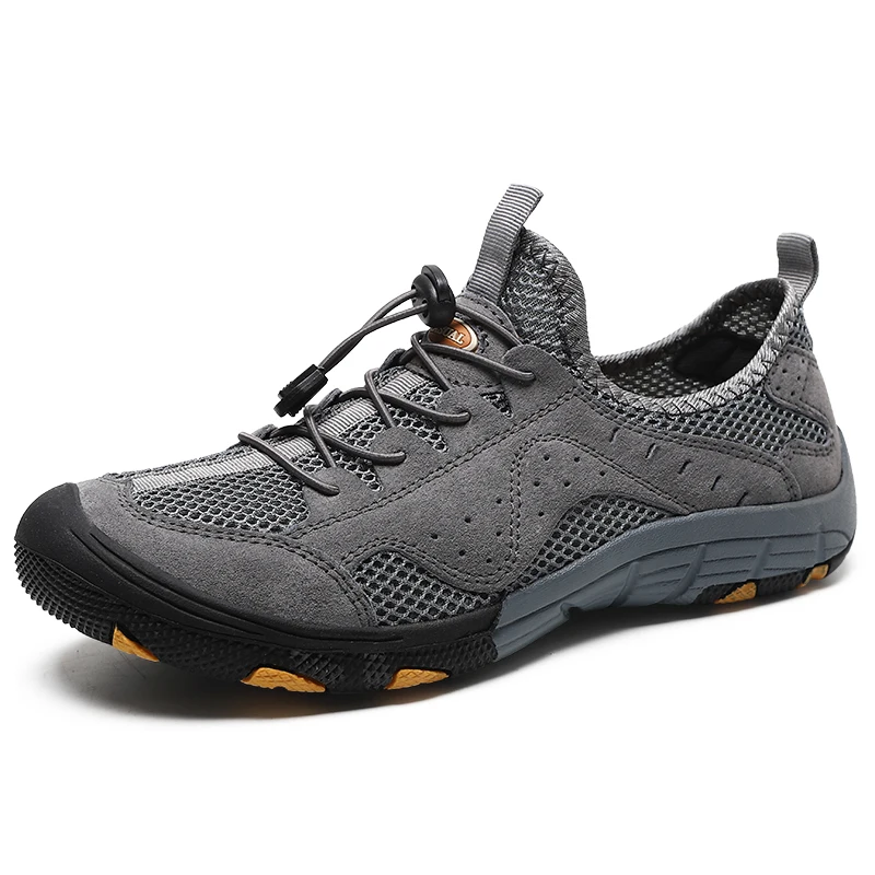 

Fashion Men Sneakers Breathable Outdoor Men's Casual Shoes Genuine Leather Wading Hiking Shoes Summer Trekking Shoes Size 38-46