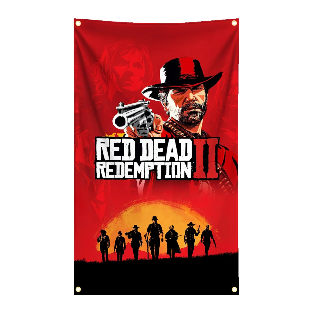 Фото Флаг-гобелен Red Dead Redemption 2, 60x90см, 90x150см, 120x180см, полиэстер, с латунными люверсами, для декора стен №4